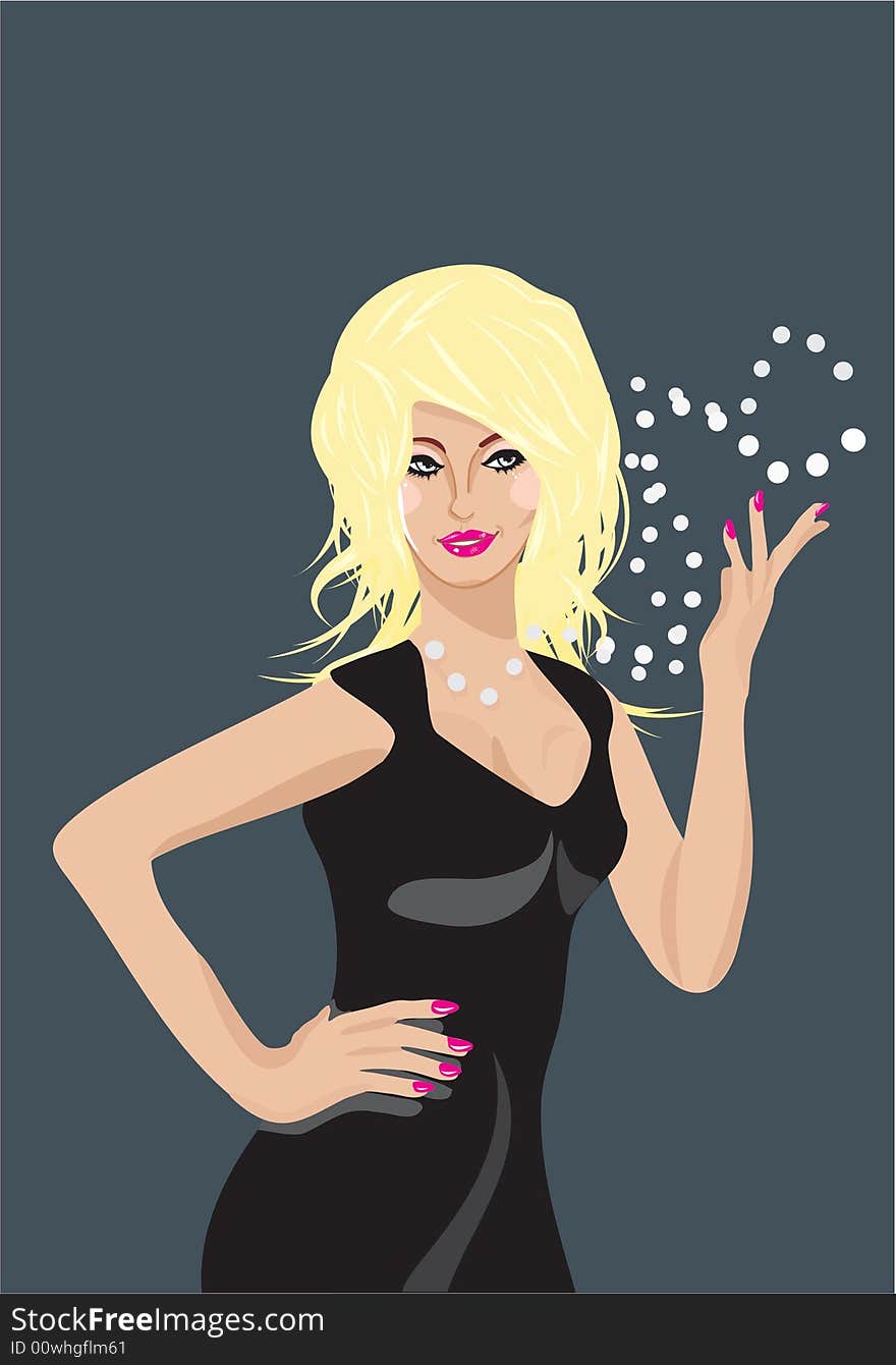 Girl in black dress vector illustration. Girl in black dress vector illustration