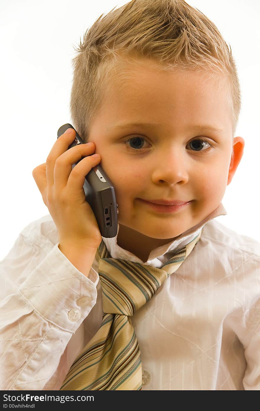 Child talking via cellphone