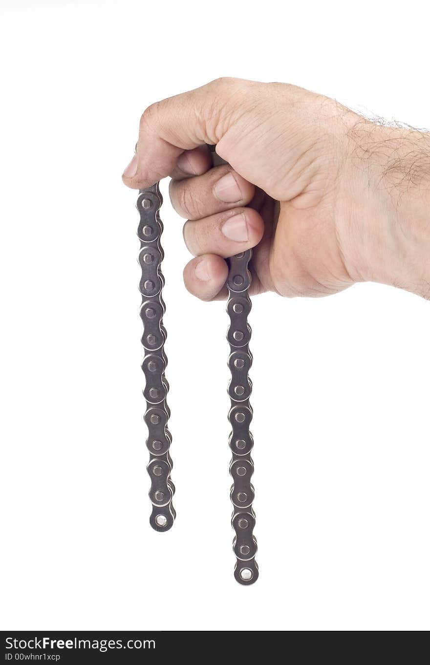 Hand With Metal Link Chain