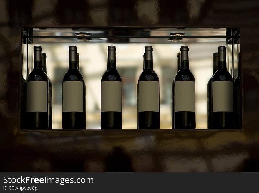 Bottles with wine worth in a bar