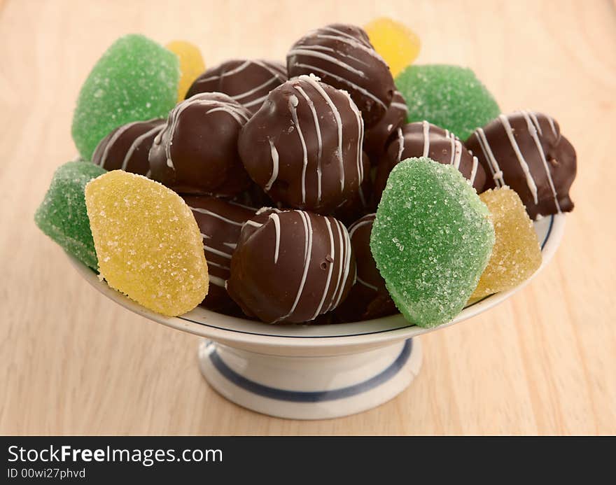 Chocolate And Fruit Candy In Vase