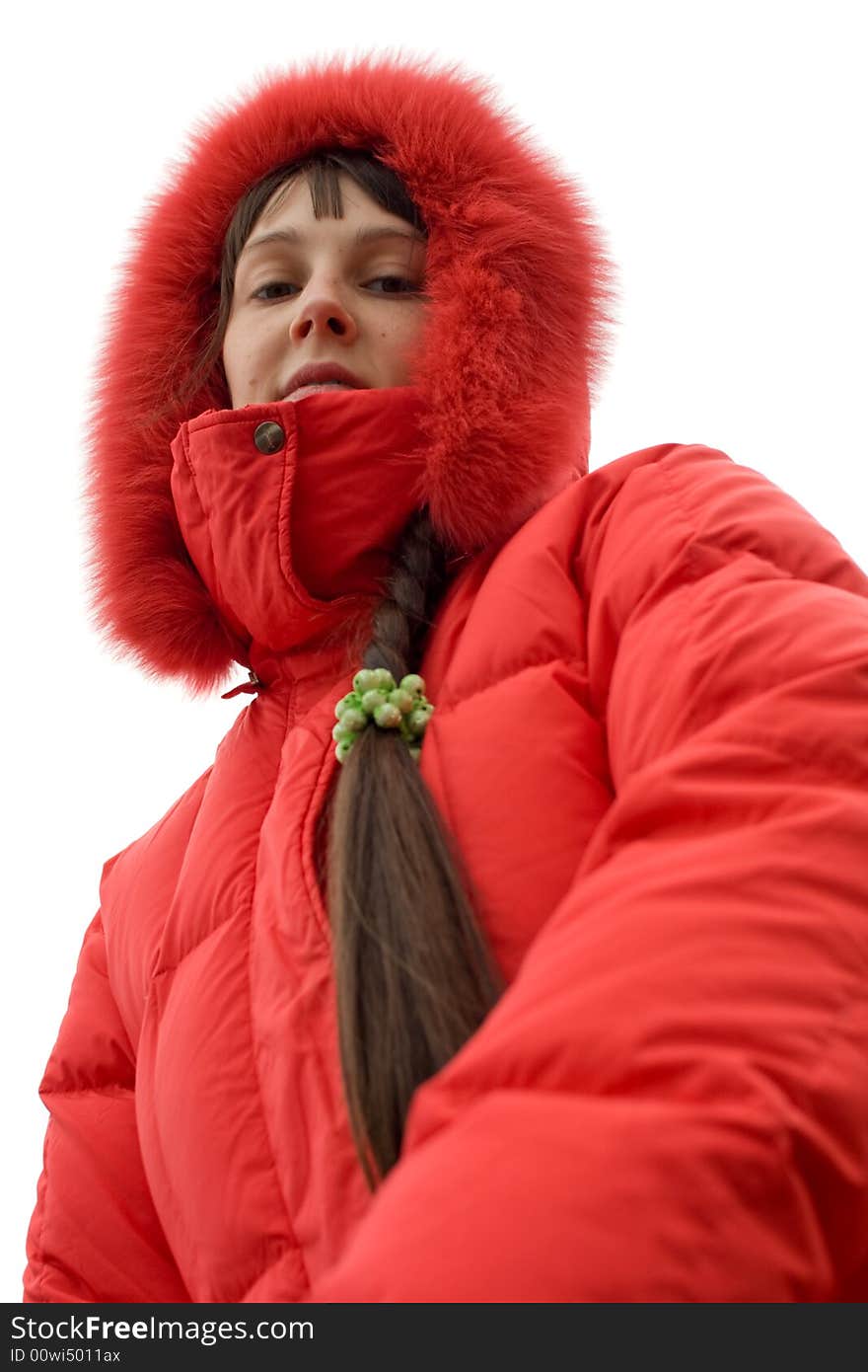 Cute Winter Girl on White Background