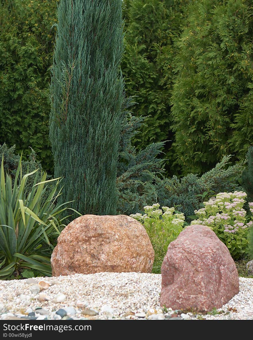 Stones in the green park. Stones in the green park