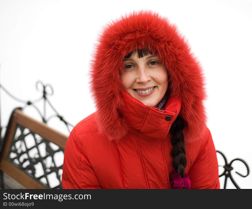 Cute Winter Girl on White Background