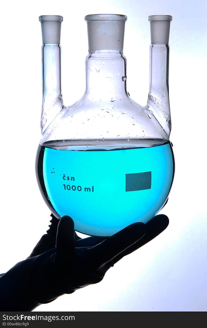 Chemostry blue liquid on glass