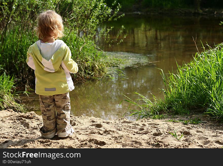 Child on the river, Warsaw