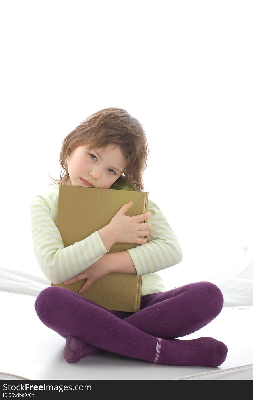 A young girl take a book