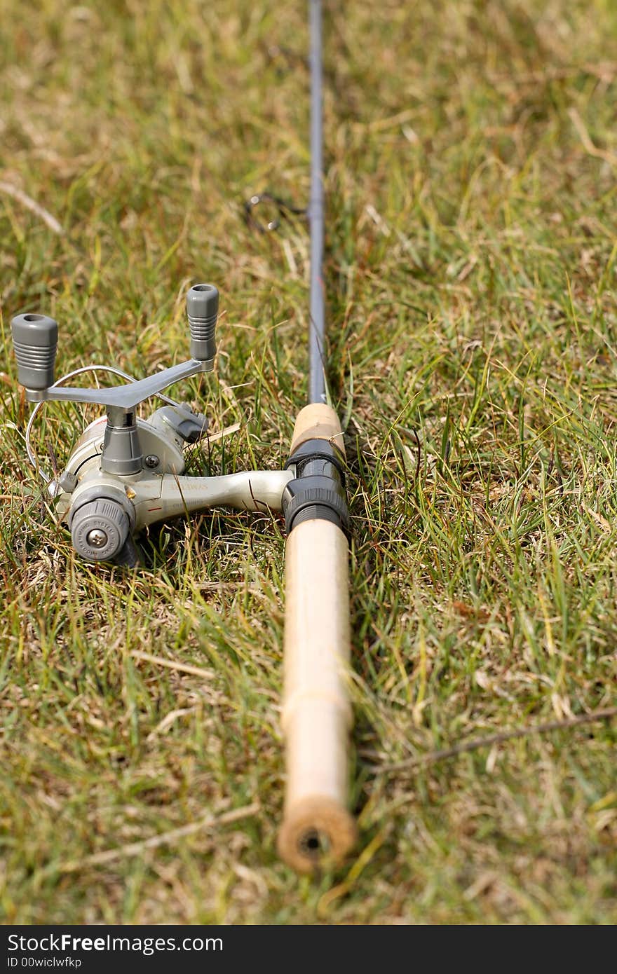 Fishing rod in the grass