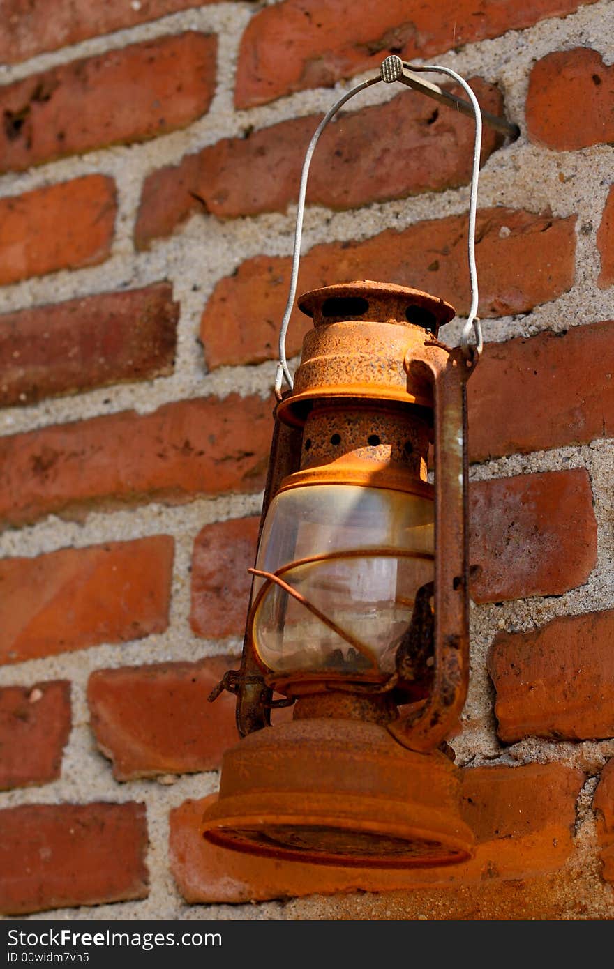 Oil lamp hanging on the wall