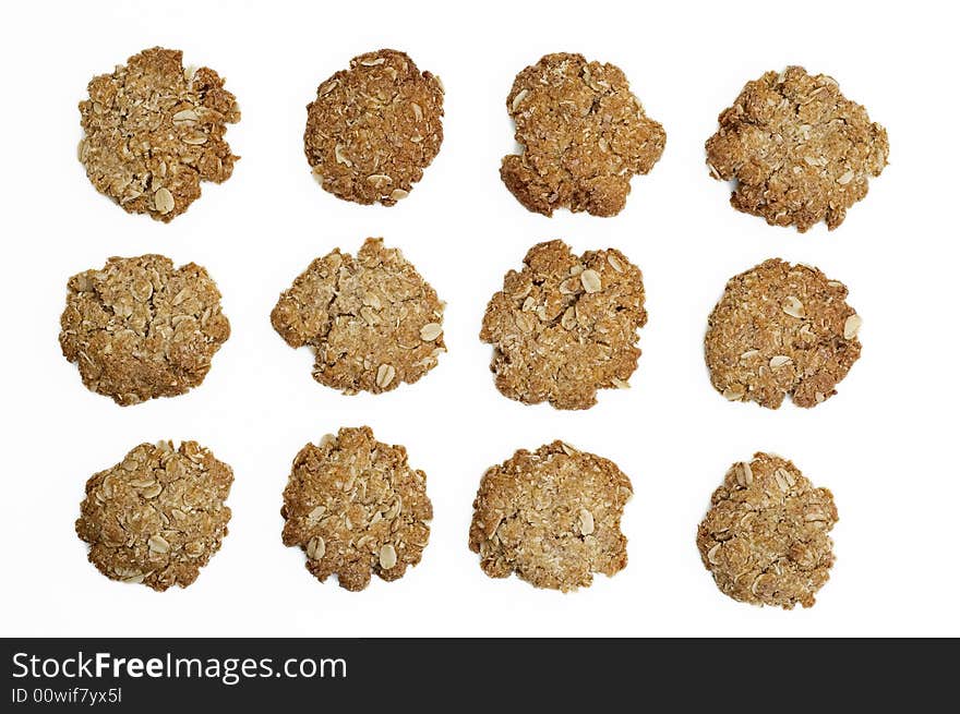 Oatmeal cookies isolated on white