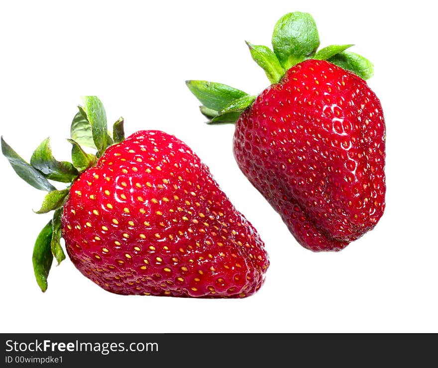 Close up of  strawberries. Isolated over white background