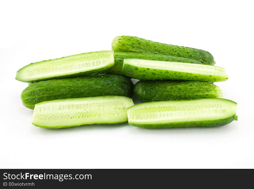 Green cucumbers isolated on white