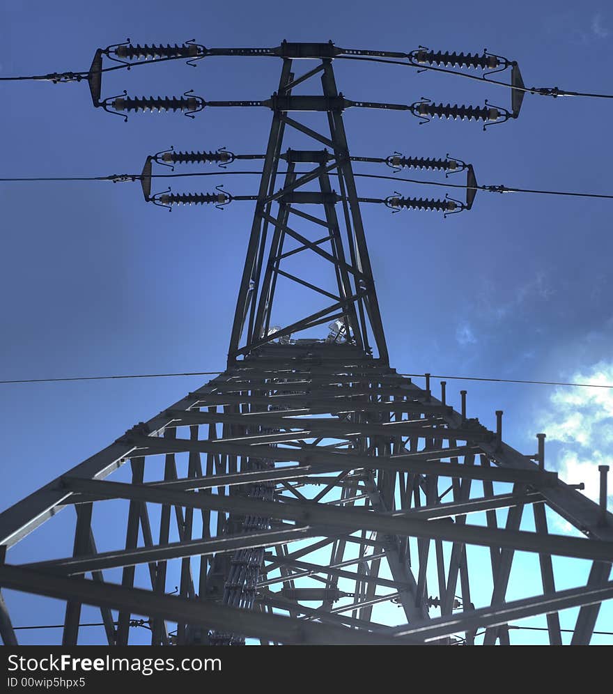 Huge electrically pylon seen from wide angle. Huge electrically pylon seen from wide angle