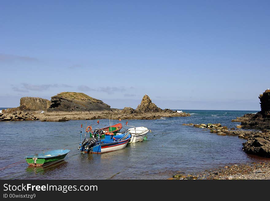 Traditional small fishing boats in the old port