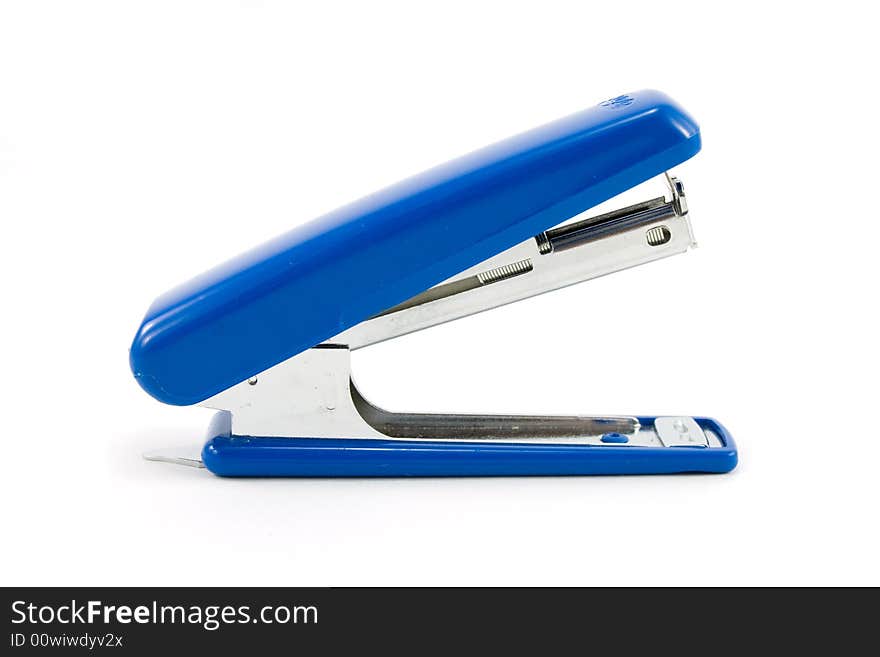 Blue stapler isolated on white