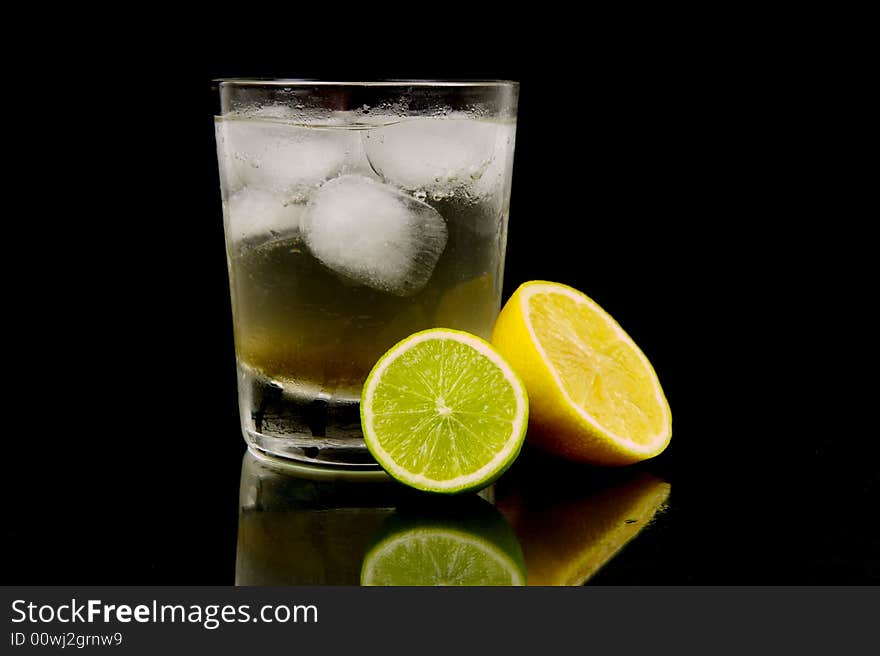 A glass of lemon lime and bitters. A glass of lemon lime and bitters