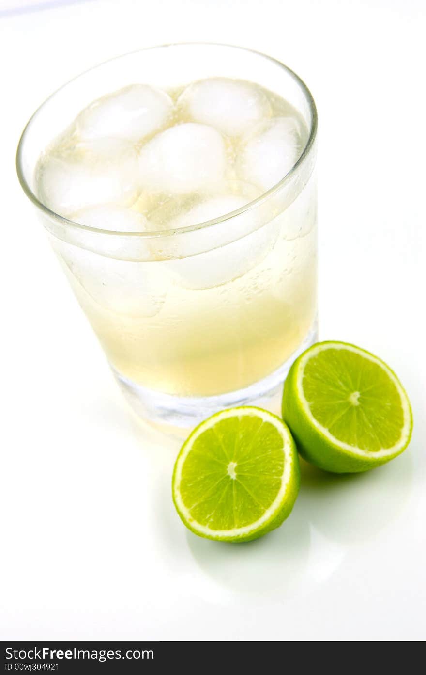 A glass of lemon lime and bitters. A glass of lemon lime and bitters