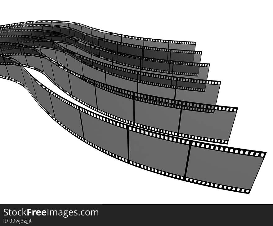 3d blank films strip over white background. 3d blank films strip over white background