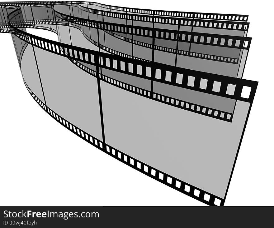 3d blank films strip over white background. 3d blank films strip over white background