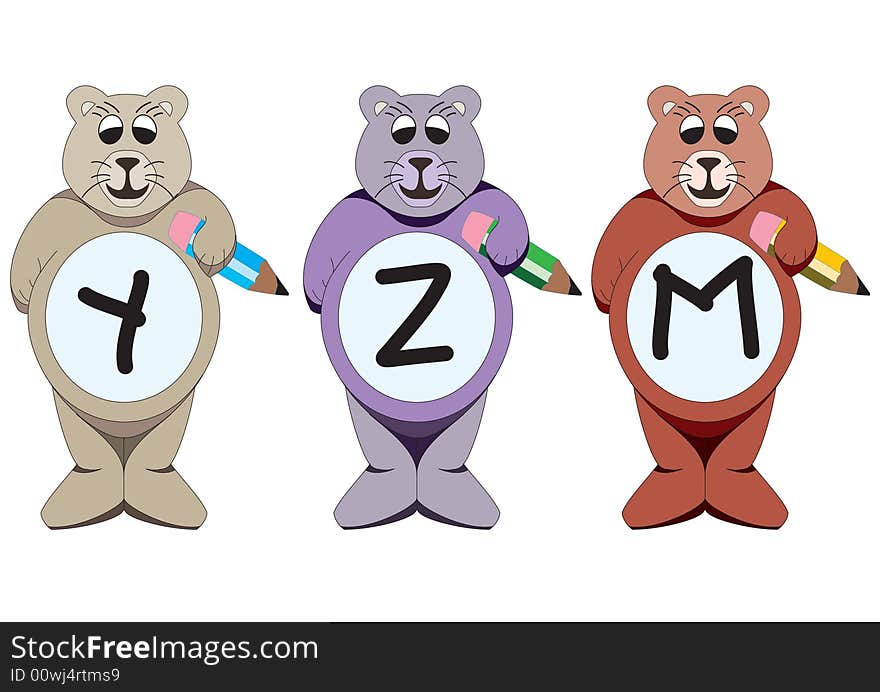 Alphabet bears are holding the letters. Alphabet bears are holding the letters