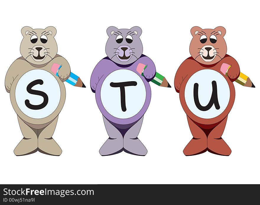 Alphabet bears are holding the letters. Alphabet bears are holding the letters