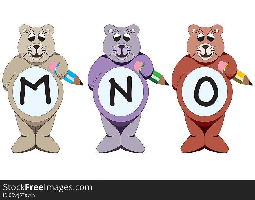 Alphabet bears are holding the letters. Alphabet bears are holding the letters