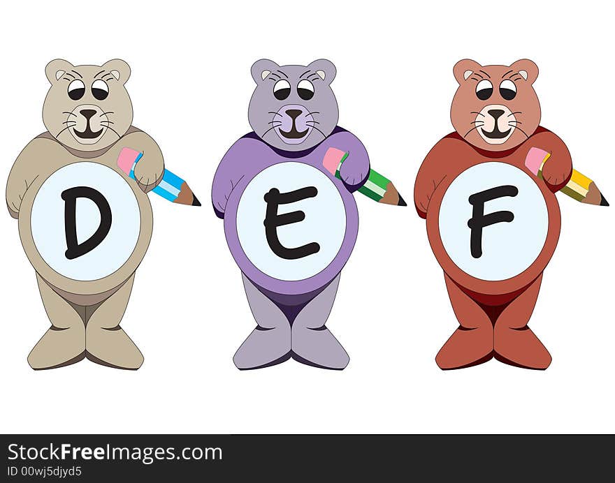 Alphabet bears are holding the letters. Alphabet bears are holding the letters