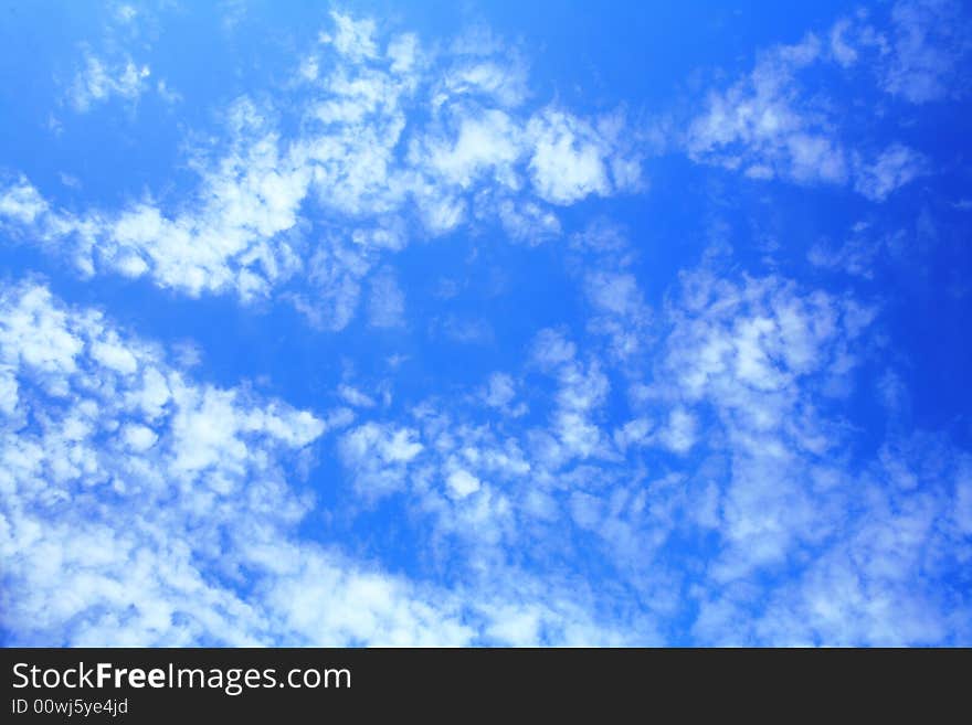 Blue sky with little clouds on it