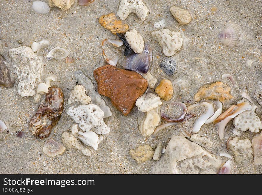 Sea sand and stones