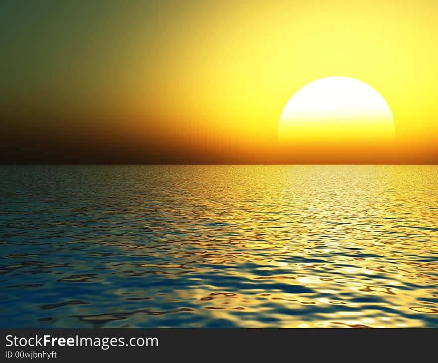 Beautiful sea and sky at sunset - digital artwork. Beautiful sea and sky at sunset - digital artwork