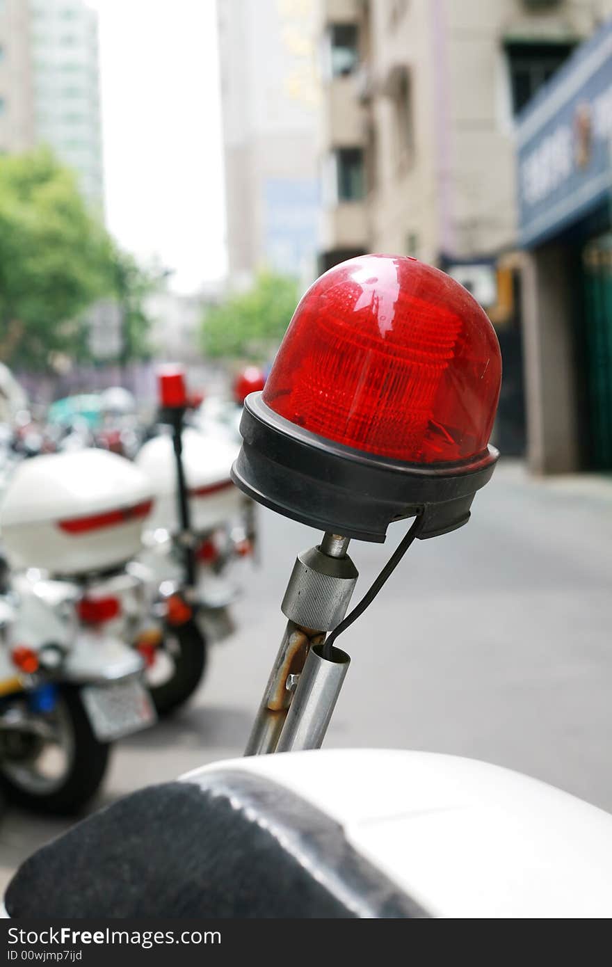 Police motorcycle with red Light. Police motorcycle with red Light