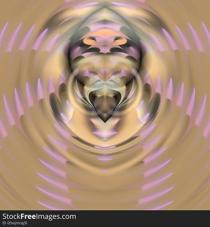 Computer-generated face, wavy abstract background