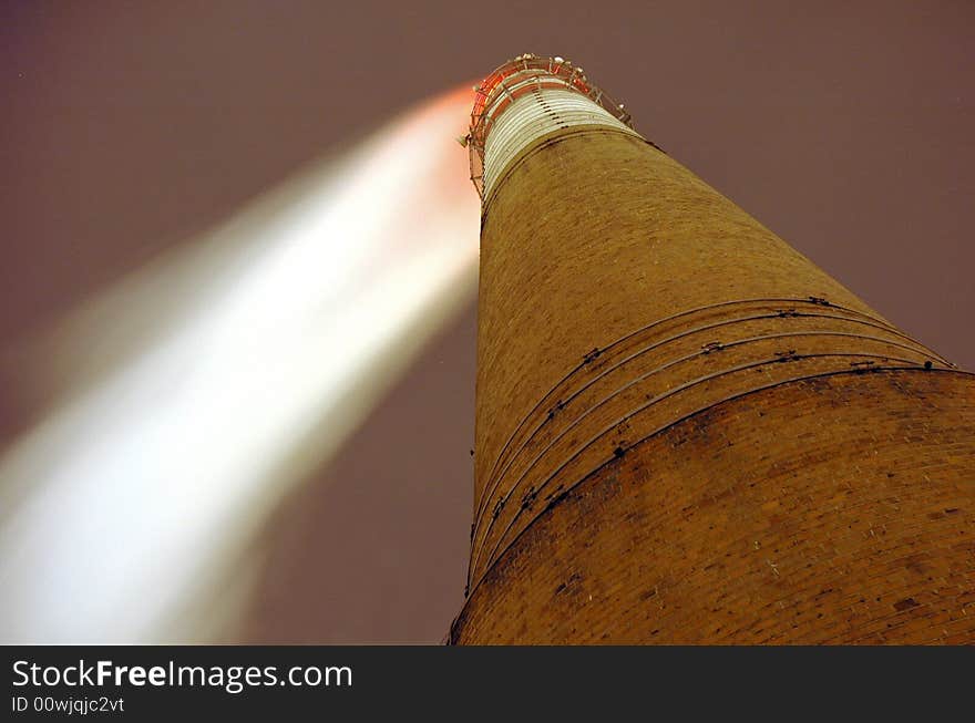 Old brick chimney of a thermal power plant