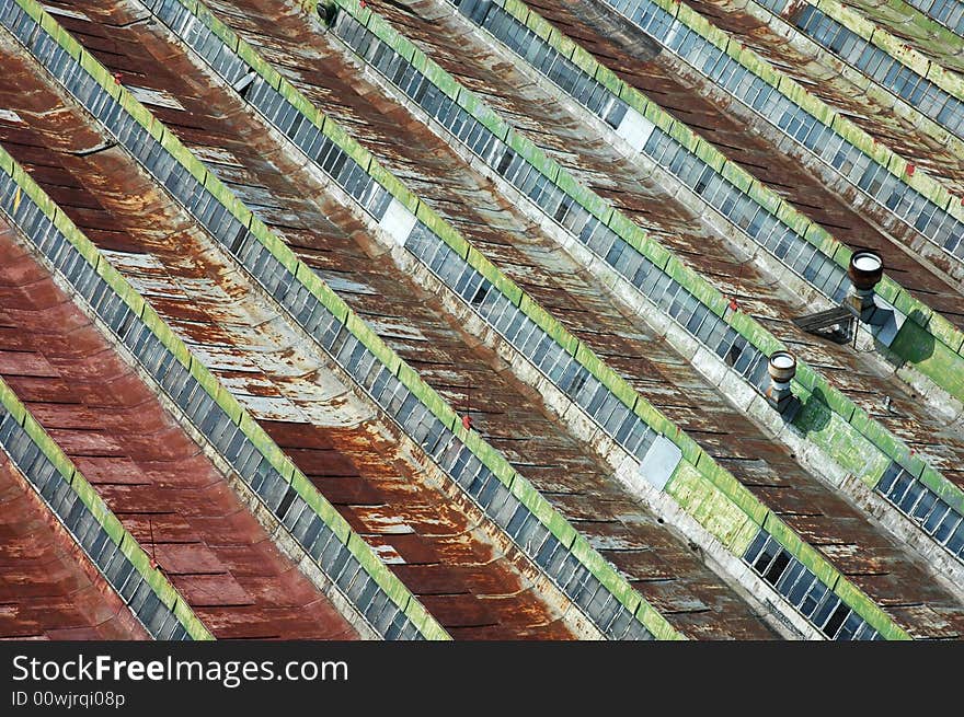 Metal roof of an old factory