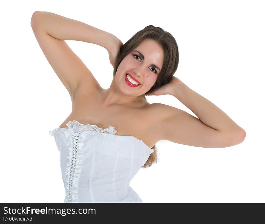 Girl in white corset