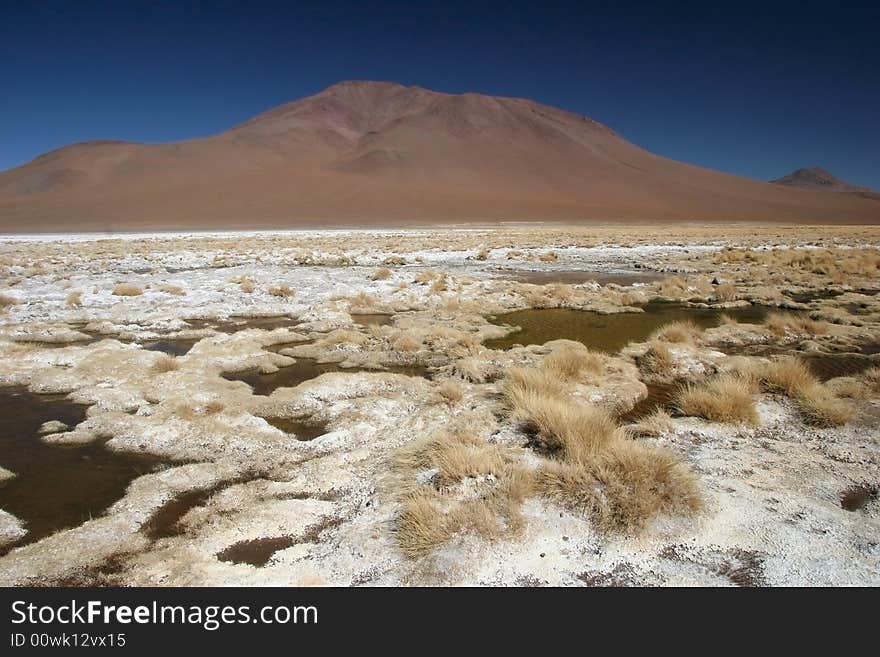 Mountain with puddles