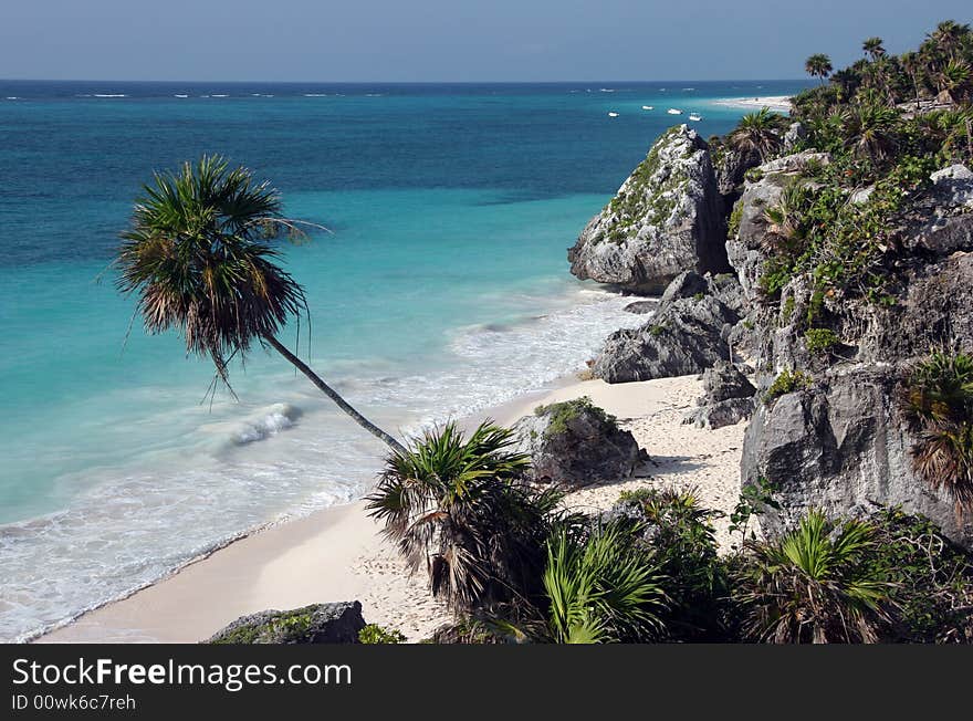 Sandy beach from a high view