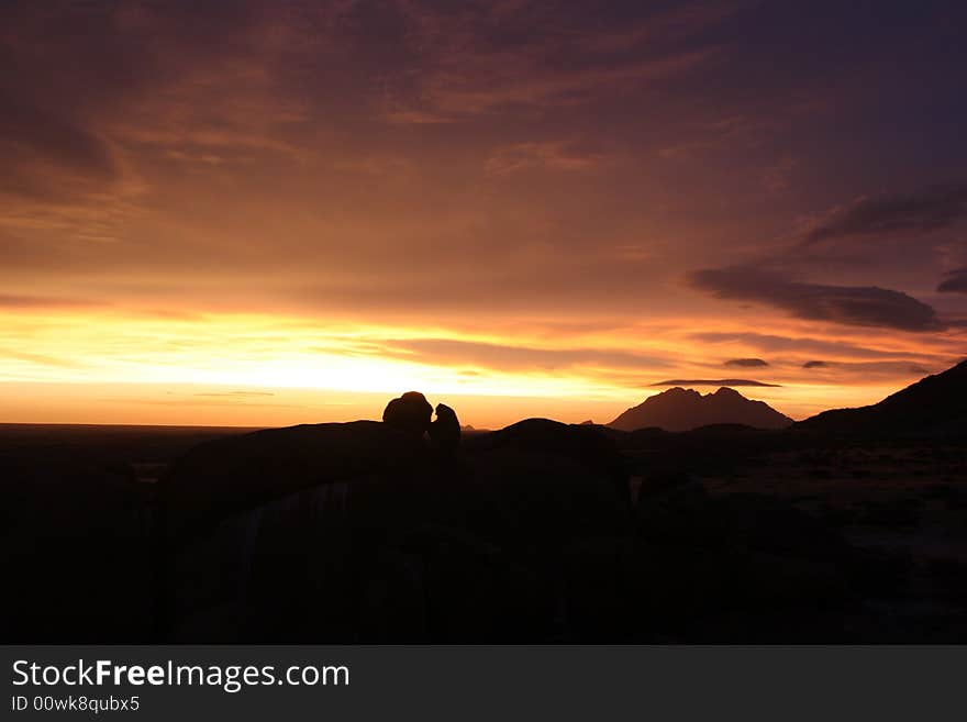 Silhouettes of Spitzkoppe rocks