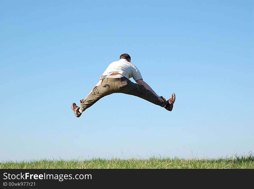 Happy man on sky background. Happy man on sky background