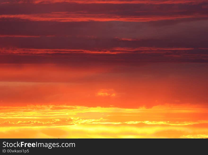 Colorful dramatic sky over the Etosha national park. Namibia.