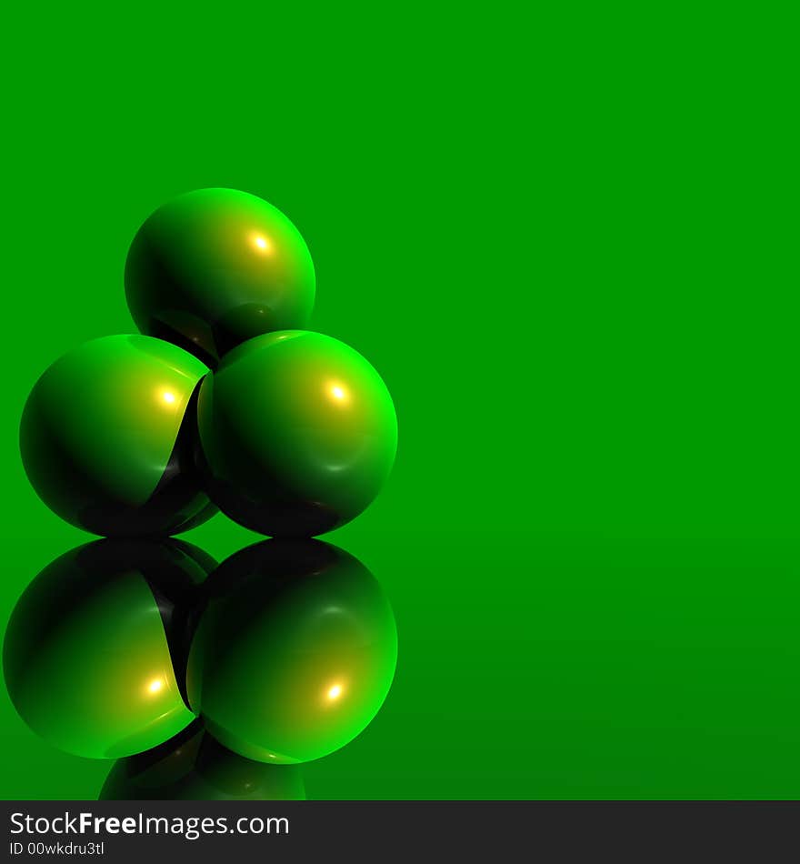 3D Logo Objects Green Balls