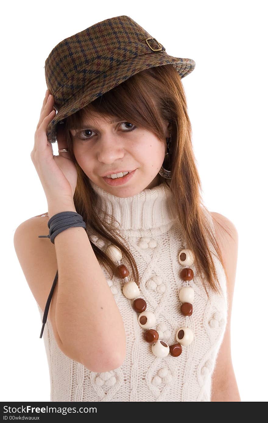 The young beautiful girl isolated on a white background