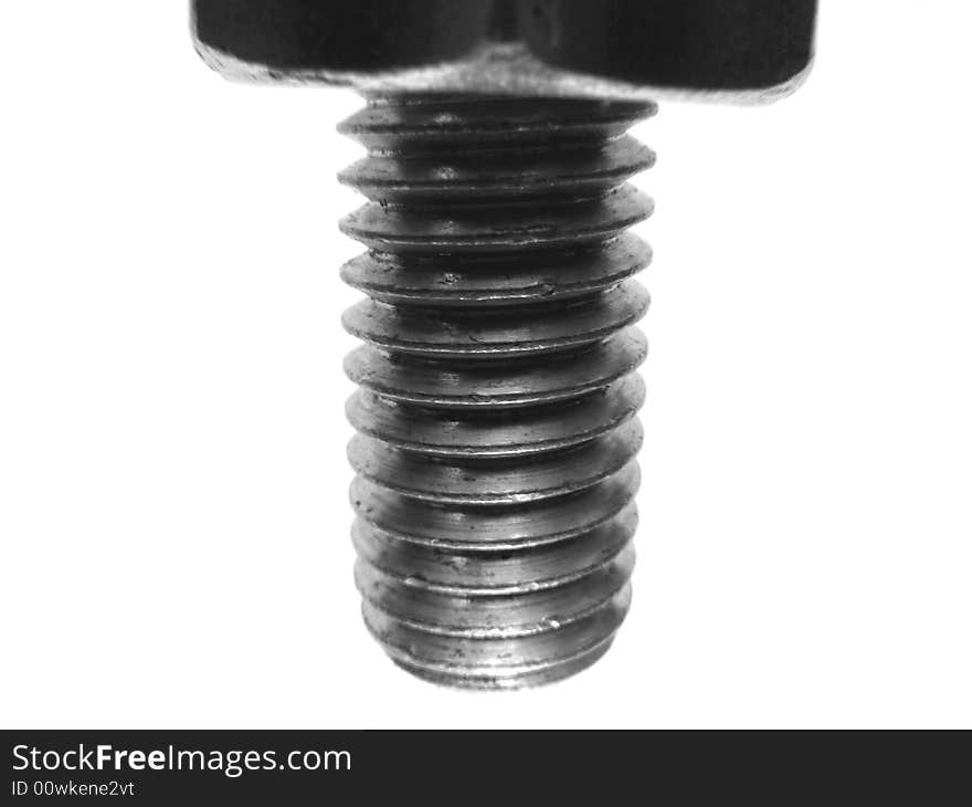 Bolt and nut on a white background