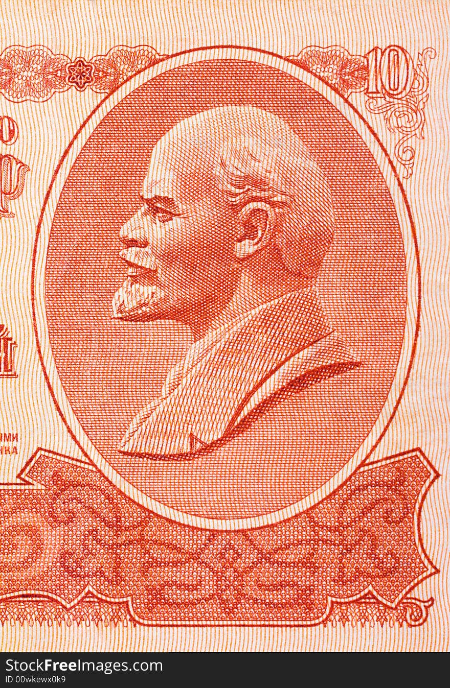 Portrait of Lenin on soviet currency, abstract money background