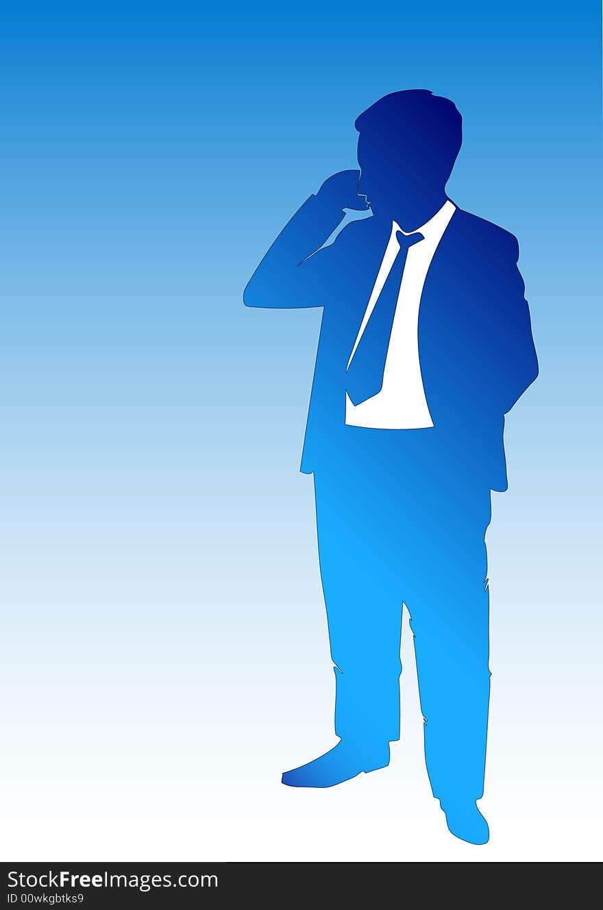 Vector illustration of a isolated silhouette of a man talking on the phone. Vector illustration of a isolated silhouette of a man talking on the phone