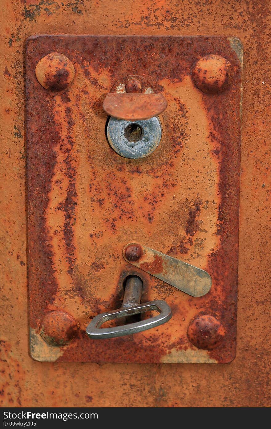 Old rusty keyhole close up shot. Old rusty keyhole close up shot