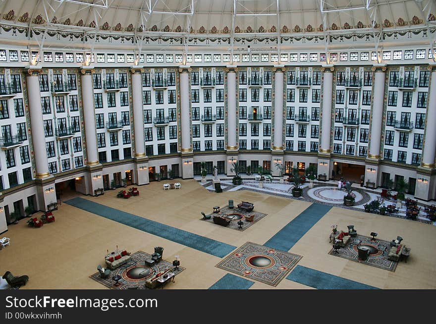 Historic atrium entrance in a grand resort. Historic atrium entrance in a grand resort