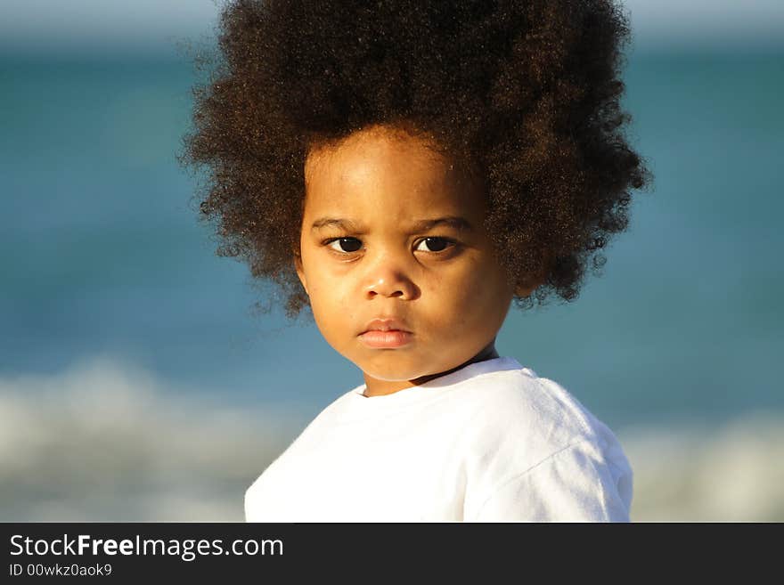 Adorable young child with blurry background.