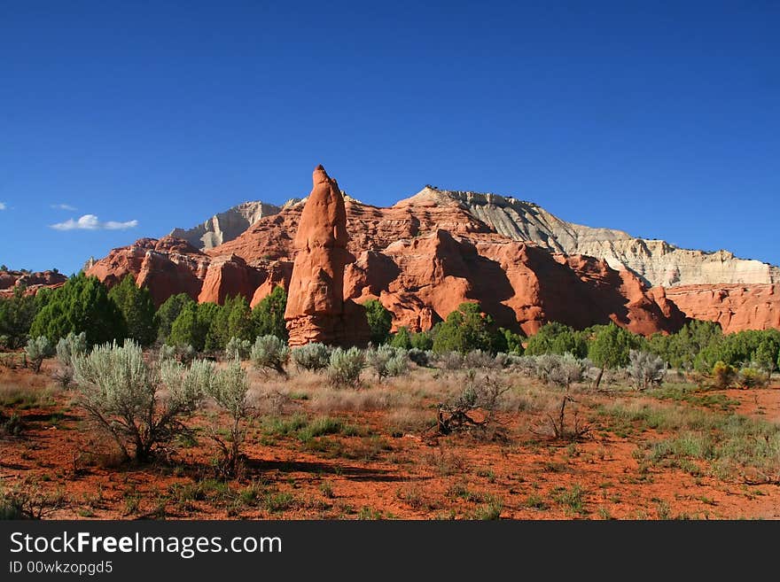 View of the red rock formations in Kodachrome Basin with blue sky�s and clouds. View of the red rock formations in Kodachrome Basin with blue sky�s and clouds