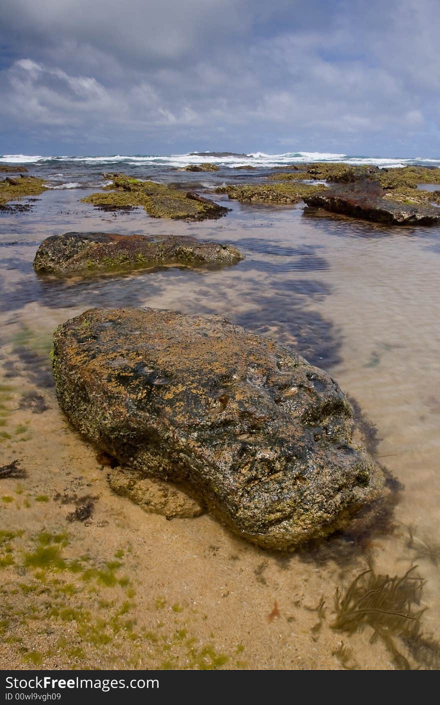 Beautiful beach and formations of colourful large stones. Victoria, South Australia. Beautiful beach and formations of colourful large stones. Victoria, South Australia.